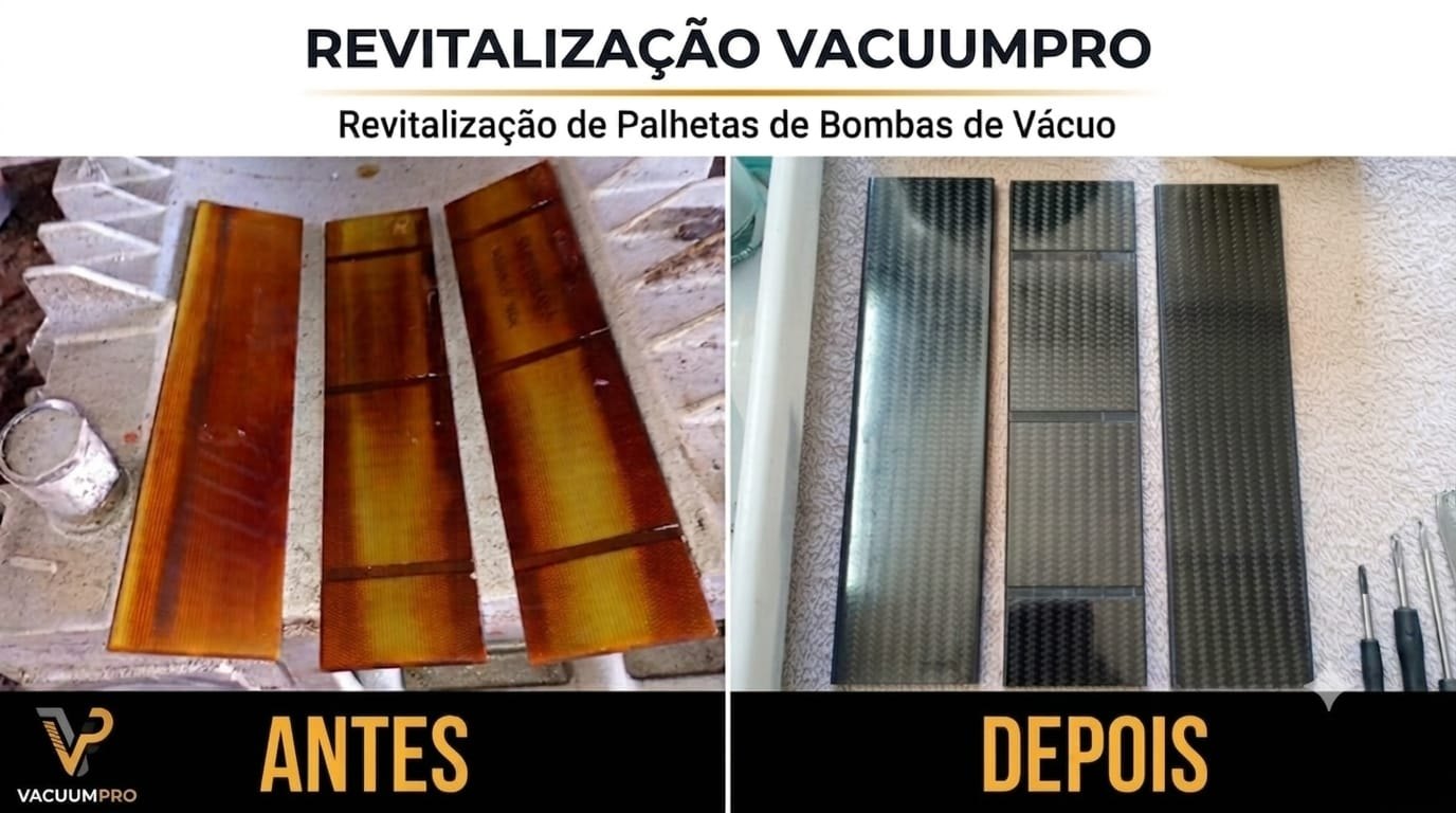 Antes e depois: Palhetas de bomba de vácuo