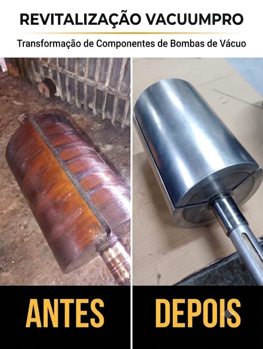 Antes e depois: Rotor e eixo